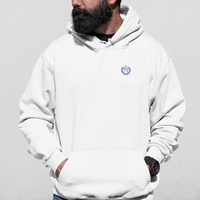 Everton White Mens Hoodie, Kangaroo Pouch Pocket, Self-Coloured Cords, 80% Cotton/20% Polyester, Embroidered Toffees Logo