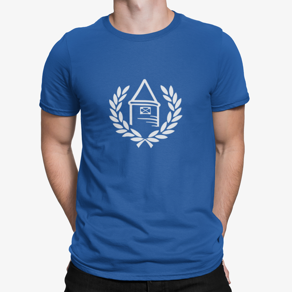 Everton Blue Mens Heavy T-Shirt, 100% Cotton, Short-Sleeve Crew Neck, Large Print Toffees logo