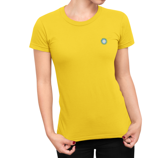 Leeds Yellow Ladies T-Shirt, 100% Cotton, Slim Fit, Embroidered LUFC MOT Logo