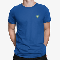 Leeds Blue Mens Heavy T-Shirt, 100% Cotton, Short-Sleeve Crew Neck, Embroidered LUFCMot logo