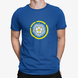 Leeds Blue Mens Heavy T-Shirt, 100% Cotton, Short-Sleeve Crew Neck, Large Print LUFCMot Logo