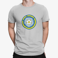 Leeds Grey Mens Heavy T-Shirt, 100% Cotton, Short-Sleeve Crew Neck, Large Print LUFCMot Logo