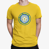 Leeds Yellow Mens Heavy T-Shirt, 100% Cotton, Short-Sleeve Crew Neck, Large Print LUFCMot Logo