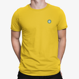 Leeds Yellow Mens Heavy T-Shirt, 100% Cotton, Short-Sleeve Crew Neck, Embroidered LUFCMot logo