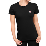 Liverpool Black Ladies T-Shirt, 100% Cotton, Slim Fit, Embroidered Kop Logo