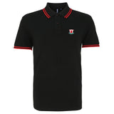 Liverpool Black and Red Tipped Mens Two Button Polo Shirt, 100% Cotton, Short-Sleeve, Embroidered Kop Logo