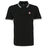 Liverpool Black and White Tipped Mens Two Button Polo Shirt, 100% Cotton, Short-Sleeve, Embroidered Kop Logo