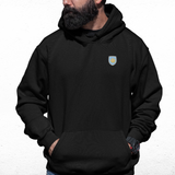 Manchester City Black Mens Hoodie, Kangaroo Pouch Pocket, Self-Coloured Cords, 80% Cotton/20% Polyester, Embroidered ManCityzens Logo