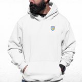 Manchester City White Mens Hoodie, Kangaroo Pouch Pocket, Self-Coloured Cords, 80% Cotton/20% Polyester, Embroidered ManCityzens Logo