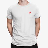 Man United White Mens Heavy T-Shirt, 100% Cotton, Short-Sleeve Crew Neck, Embroidered UnitedReds Logo