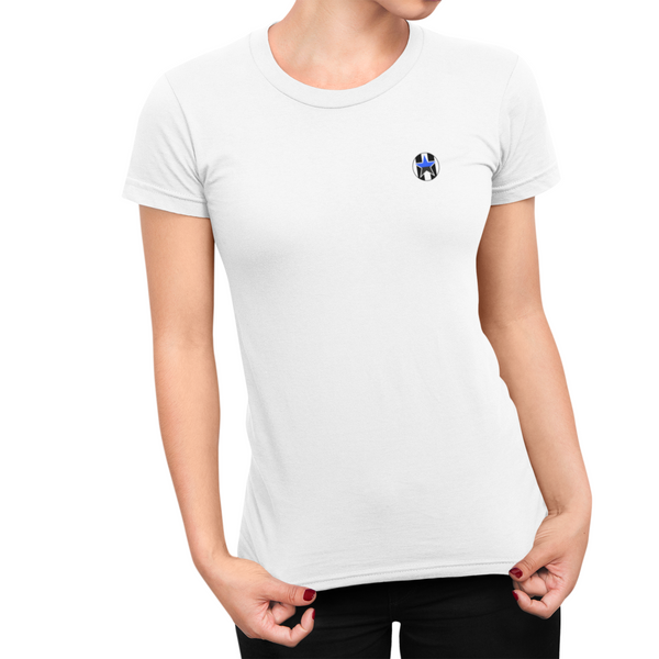 Newcastle White Ladies T-Shirt, 100% Cotton, Slim Fit, Embroidered ToonArmy Logo