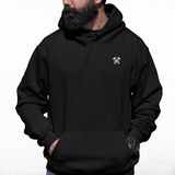 West Ham Black Mens Hoodie, Kangaroo Pouch Pocket, Self-Coloured Cords, 80% Cotton/20% Polyester, Embroidered COYIrons Logo