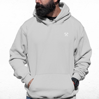 West Ham Grey Mens Hoodie, Kangaroo Pouch Pocket, Self-Coloured Cords, 80% Cotton/20% Polyester, Embroidered COYIrons Logo