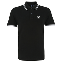 West Ham Black Mens Three Button Polo Shirt, 100% Polyester, Short-Sleeve, Embroidered COYIrons Logo