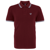 West Ham Burgundy Mens Three Button Polo Shirt, 100% Polyester, Short-Sleeve, Embroidered COYIrons Logo