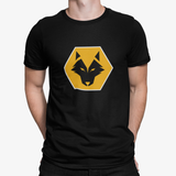 Wolves Black Mens Heavy T-Shirt, 100% Cotton, Short-Sleeve Crew Neck, Large Print WeAreWolves Logo