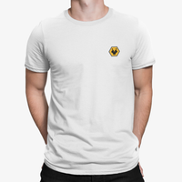 Wolves White Mens Heavy T-Shirt, 100% Cotton, Short-Sleeve Crew Neck, Embroidered WeAreWolves logo