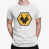 Wolves White Mens Heavy T-Shirt, 100% Cotton, Short-Sleeve Crew Neck, Large Print WeAreWolves Logo